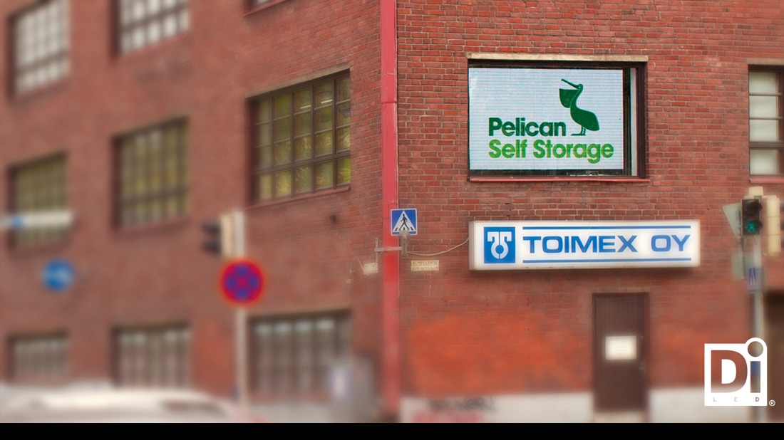DiLED LED screen referenssi Pelican Self Storage valomainos